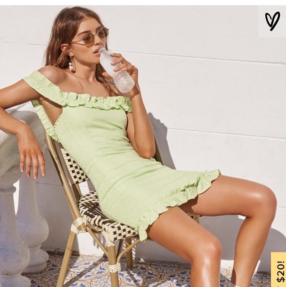 Lulus lime green ruffled dress